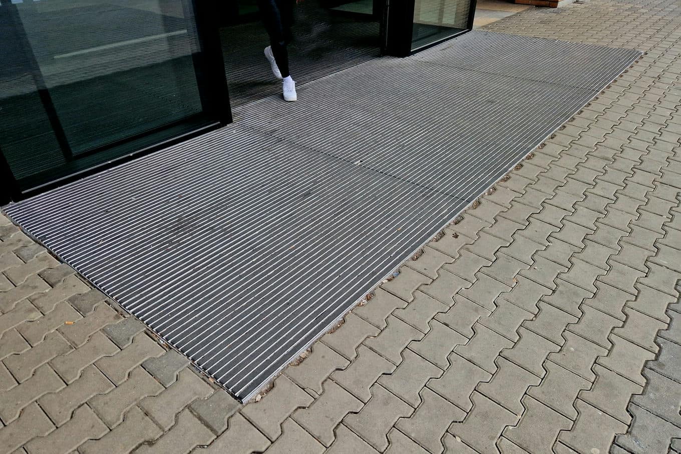 industrial mat at the building entry